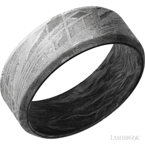 Lashbrook Meteorite with None Finish and Forged Carbon Fiber Wedding Bands