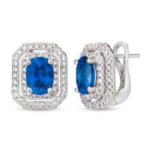 Le Vian Couture® Earrings featuring 1 3/8 cts. Cornflower Sapphire™, 3/4 cts. Vanilla Diamonds® set in PLT