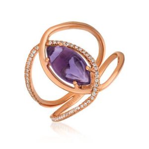 Le Vian® Ring featuring 1 7/8 cts. Grape Amethyst™, 1/6 cts. Vanilla Diamonds® set in 14K Strawberry Gold®