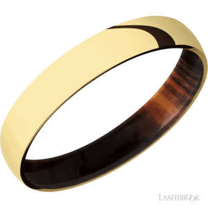Lashbrook 14K Yellow Gold with Polish Finish and Boxelder Burl Wedding Bands