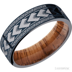 Lashbrook Tantalum with Polish Finish and Thuya Burl Wedding Bands