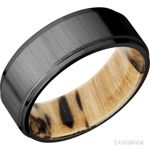 Lashbrook Zirconium with Polish, Polish Finish and Natural Oak Wedding Bands