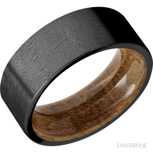 Lashbrook Zirconium with Polish Finish and Padauk Wedding Bands