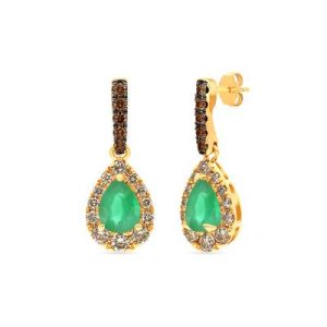 Le Vian® Earrings featuring 1/2 cts. Costa Smeralda Emeralds™, 1/3 cts. Nude Diamonds™ , 1/10 cts. Chocolate Diamonds® set in 14K Honey Gold™
