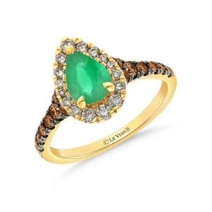 Le Vian® Ring featuring 1/2 cts. Costa Smeralda Emeralds™, 1/4 cts. Nude Diamonds™ , 1/5 cts. Chocolate Diamonds® set in 14K Honey Gold™