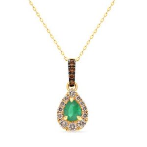 Le Vian® Pendant featuring 1/5 cts. Costa Smeralda Emeralds™, 1/6 cts. Nude Diamonds™ , 1/20 cts. Chocolate Diamonds® set in 14K Honey Gold™