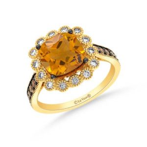 Le Vian® Ring featuring 3 cts. Cinnamon Citrine®, 1/4 cts. Chocolate Diamonds® , 1/4 cts. Nude Diamonds™ set in 14K Honey Gold™