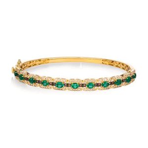 Le Vian® Bangle featuring 1 1/2 cts. Costa Smeralda Emeralds™, 1 1/20 cts. Nude Diamonds™ , 1/6 cts. Chocolate Diamonds® set in 14K Honey Gold™