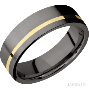 Lashbrook Tantalum Noir with Polish, Polish Finish and 14K Yellow Gold Inlay Wedding Bands