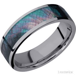 Lashbrook Tantalum with Polish Finish and Black Mother of Pearl Inlay and Black Mother of Pearl Wedding Bands