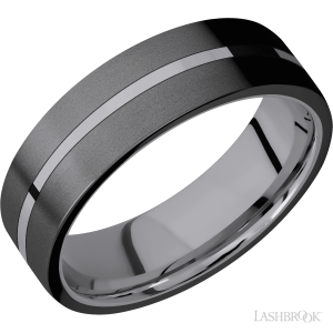 Lashbrook Tantalum with Polish Finish and Zirconium Inlay Wedding Bands