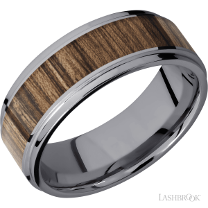 Lashbrook Tantalum with Polish, Polish Finish and Teak Inlay Wedding Bands