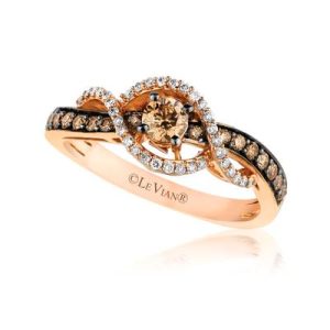 Le Vian Chocolatier® Ring featuring 1/2 cts. Chocolate Diamonds® , 1/8 cts. Vanilla Diamonds® set in 14K Strawberry Gold®