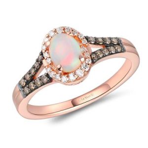 Le Vian Chocolatier® Ring featuring 1/2 cts. Neopolitan Opal™, 1/10 cts. Vanilla Diamonds®, 1/5 cts. Chocolate Diamonds® set in 14K Strawberry Gold®