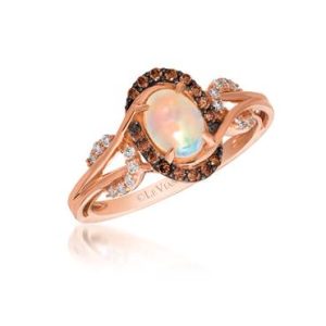 Le Vian Chocolatier® Ring featuring 1/2 cts. Neopolitan Opal™, 1/8 cts. Chocolate Diamonds® , 1/10 cts. Vanilla Diamonds® set in 14K Strawberry Gold®