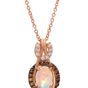Le Vian Chocolatier® Pendant featuring 1/2 cts. Neopolitan Opal™, 1/8 cts. Chocolate Diamonds® , 1/20 cts. Vanilla Diamonds® set in 14K Strawberry Gold®