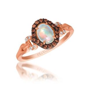 Le Vian Chocolatier® Ring featuring 3/8 cts. Neopolitan Opal™, 1/6 cts. Chocolate Diamonds® , 1/20 cts. Vanilla Diamonds® set in 14K Strawberry Gold®