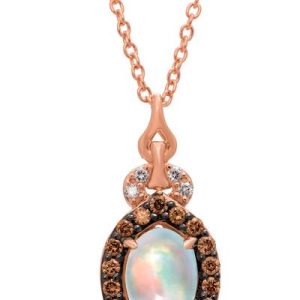 Le Vian Chocolatier® Pendant featuring 3/8 cts. Neopolitan Opal™, 1/6 cts. Chocolate Diamonds® , Vanilla Diamonds® set in 14K Strawberry Gold®