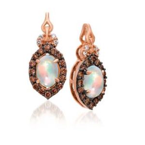 Le Vian Chocolatier® Earrings featuring 3/8 cts. Neopolitan Opal™, 1/4 cts. Chocolate Diamonds® , Vanilla Diamonds® set in 14K Strawberry Gold®