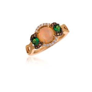 Le Vian Chocolatier® Ring featuring 3/4 cts. Neopolitan Opal™, 1/3 cts. Pistachio Diopside®, 1/8 cts. Chocolate Diamonds® , 1/20 cts. Vanilla Diamonds® set in 14K Strawberry Gold®
