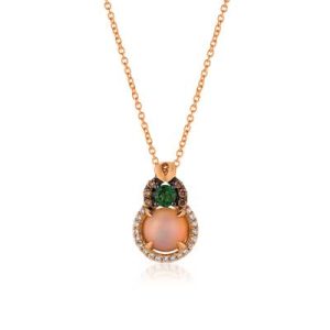 Le Vian Chocolatier® Pendant featuring 3/4 cts. Neopolitan Opal™, 1/5 cts. Pistachio Diopside®, 1/20 cts. Chocolate Diamonds® , 1/10 cts. Vanilla Diamonds® set in 14K Strawberry Gold®