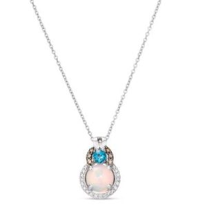 Le Vian Chocolatier® Pendant featuring 3/4 cts. Neopolitan Opal™, 1/6 cts. Deep Sea Blue Topaz™, 1/20 cts. Chocolate Diamonds® , 1/10 cts. Vanilla Diamonds® set in 14K Vanilla Gold®
