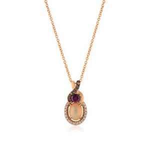Le Vian Chocolatier® Pendant featuring 3/8 cts. Neopolitan Opal™, 1/5 cts. Raspberry Rhodolite®, 1/20 cts. Chocolate Diamonds® , 1/10 cts. Vanilla Diamonds® set in 14K Strawberry Gold®