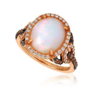 Le Vian Chocolatier® Ring featuring 2 5/8 cts. Neopolitan Opal™, 1/3 cts. Vanilla Diamonds® , 1/4 cts. Chocolate Diamonds® set in 14K Strawberry Gold®