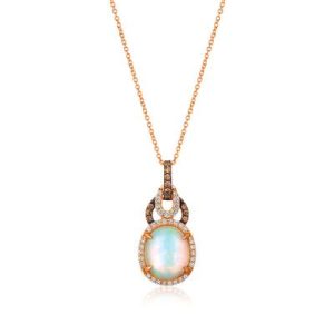 Le Vian Chocolatier® Pendant featuring 2 5/8 cts. Neopolitan Opal™, 1/4 cts. Vanilla Diamonds® , 1/6 cts. Chocolate Diamonds® set in 14K Strawberry Gold®