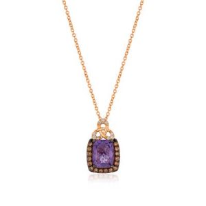 Le Vian Chocolatier® Pendant featuring 1 7/8 cts. Grape Amethyst™, 1/4 cts. Chocolate Diamonds® , 1/20 cts. Vanilla Diamonds® set in 14K Strawberry Gold®