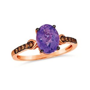Le Vian Chocolatier® Ring featuring 1 3/4 cts. Grape Amethyst™, 1/6 cts. Chocolate Diamonds® set in 14K Strawberry Gold®