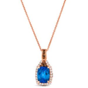 Le Vian Chocolatier® Pendant featuring 1 1/4 cts. Blueberry Tanzanite®, 1/10 cts. Chocolate Diamonds® , 1/6 cts. Vanilla Diamonds® set in 14K Strawberry Gold®