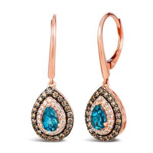 Le Vian Chocolatier® Earrings featuring 5/8 cts. Deep Sea Blue Topaz™, 1/3 cts. Chocolate Diamonds® , 1/6 cts. Vanilla Diamonds® set in 14K Strawberry Gold®