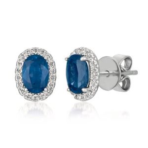 Le Vian® Earrings featuring 1 cts. Blueberry Sapphire™, 1/8 cts. Vanilla Diamonds® set in 14K Vanilla Gold®