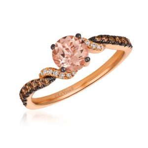 Le Vian Chocolatier® Ring featuring 1/2 cts. Peach Morganite™, 1/5 cts. Chocolate Diamonds® , 1/20 cts. Vanilla Diamonds® set in 14K Strawberry Gold®