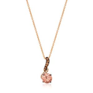 Le Vian Chocolatier® Pendant featuring 1/2 cts. Peach Morganite™, 1/10 cts. Chocolate Diamonds® , Vanilla Diamonds® set in 14K Strawberry Gold®