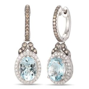 Le Vian Chocolatier® Earrings featuring 1 5/8 cts. Sea Blue Aquamarine®, 1/5 cts. Chocolate Diamonds® , 1/6 cts. Vanilla Diamonds® set in 14K Vanilla Gold®