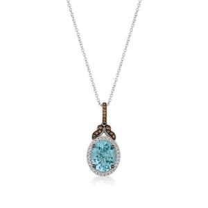 Le Vian Chocolatier® Pendant featuring 2 cts. Sea Blue Aquamarine®, 1/20 cts. Chocolate Diamonds® , 1/6 cts. Vanilla Diamonds® set in 14K Vanilla Gold®
