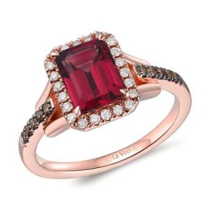 Le Vian® Ring featuring 1 7/8 cts. Raspberry Rhodolite®, 1/10 cts. Chocolate Diamonds® , 1/6 cts. Nude Diamonds™ set in 14K Strawberry Gold®