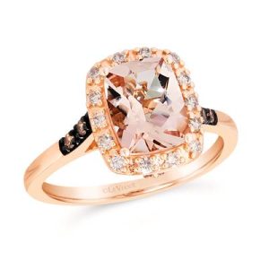 Le Vian® Ring featuring 1 1/2 cts. Peach Morganite™, 1/5 cts. Nude Diamonds™ , 1/20 cts. Chocolate Diamonds® set in 14K Strawberry Gold®