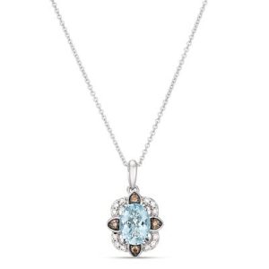Le Vian® Pendant featuring 7/8 cts. Sea Blue Aquamarine®, 1/10 cts. Nude Diamonds™ , 1/20 cts. Chocolate Diamonds® set in 14K Vanilla Gold®