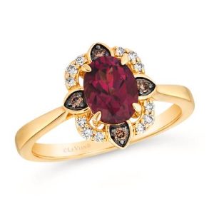 Le Vian® Ring featuring 1 1/3 cts. Raspberry Rhodolite®, 1/10 cts. Nude Diamonds™ , 1/20 cts. Chocolate Diamonds® set in 14K Honey Gold™