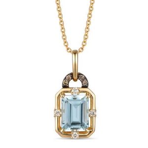 Le Vian® Pendant featuring 1 1/4 cts. Sea Blue Aquamarine®, 1/20 cts. Nude Diamonds™, Chocolate Diamonds® set in 14K Honey Gold™