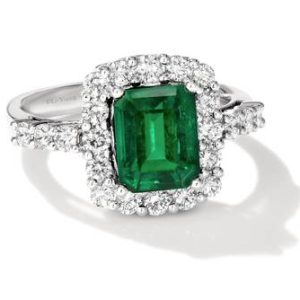 Le Vian Couture® Ring featuring 2 cts. Costa Smeralda Emeralds™, 7/8 cts. Vanilla Diamonds® set in P95
