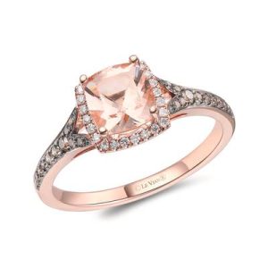 Le Vian Chocolatier® Ring featuring 1 1/4 cts. Peach Morganite™, 1/5 cts. Chocolate Diamonds®, 1/10 cts. Vanilla Diamonds® set in 14K Strawberry Gold®