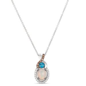 Le Vian Chocolatier® Pendant featuring 3/8 cts. Neopolitan Opal™, 1/6 cts. Deep Sea Blue Topaz™, 1/20 cts. Chocolate Diamonds® , 1/10 cts. Vanilla Diamonds® set in 14K Vanilla Gold®