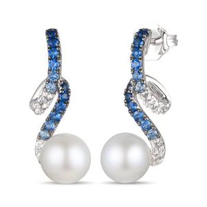 Le Vian Ombre Earrings featuring 3/8 cts. Denim Ombré®, 1/6 cts. White Sapphire, Vanilla Pearls™, set in 14K Vanilla Gold®