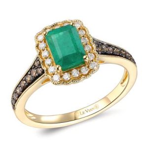 Le Vian® Ring featuring 3/4 cts. Costa Smeralda Emeralds™, 1/6 cts. Chocolate Diamonds® , 1/6 cts. Nude Diamonds™ set in 14K Honey Gold™