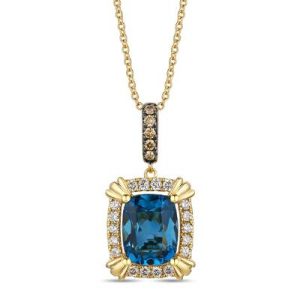 Le Vian® Pendant featuring 2 1/4 cts. Deep Sea Blue Topaz™, 1/20 cts. Chocolate Diamonds® , 1/5 cts. Nude Diamonds™ set in 14K Honey Gold™