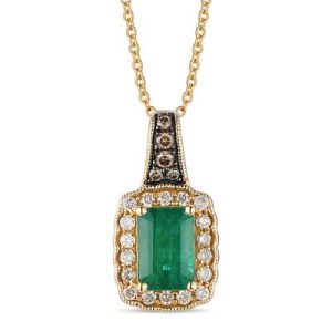 Le Vian® Pendant featuring 3/4 cts. Costa Smeralda Emeralds™, 1/20 cts. Chocolate Diamonds® , 1/6 cts. Nude Diamonds™ set in 14K Honey Gold™